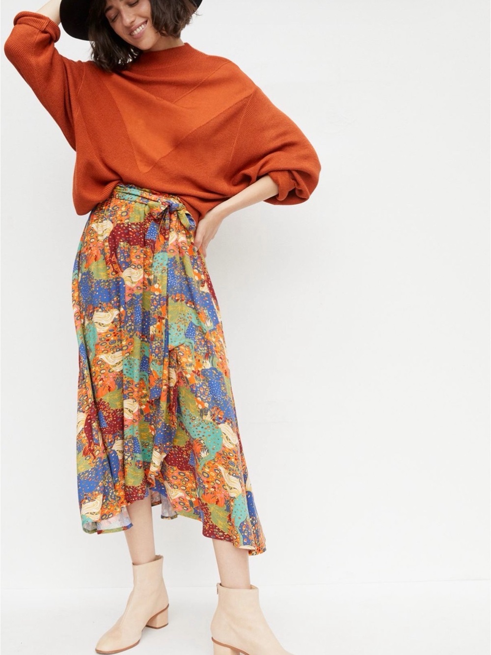 Maeve Castilla Tiered Midi Skirt Size Small - C22-050